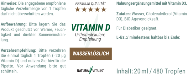 Vitamin D Tropfen - Wasserlöslich - 20 ml