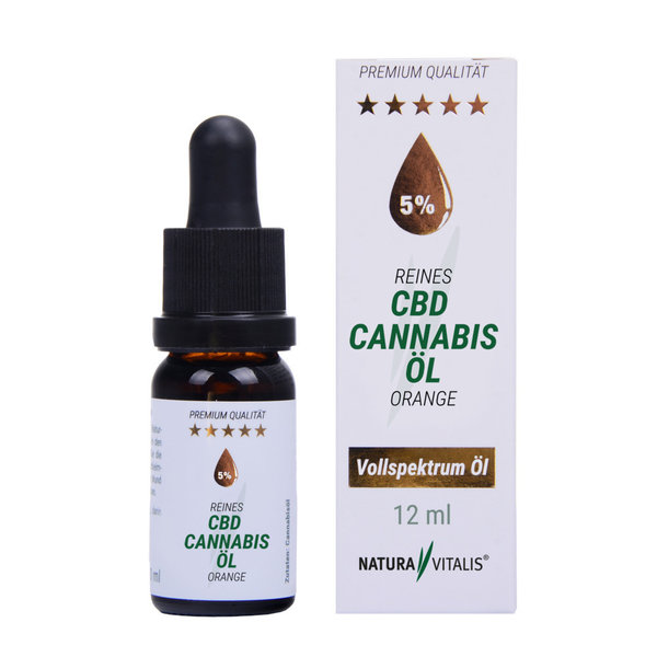 Reines CBD Cannabis-Öl 5% + Orangenaroma 12ml